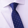 B2B Shirts - Navy Blue Herringbone Twill Skinny Tie with Contrast Studs Luxury Fashion 3" - Business to Business