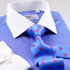 Mini Blue Gingham Check Formal Business Dress Shirt Contrast Collar And Cuff Standard Cuff