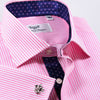 B2B Blue Luxury Stripe Formal Business Dress Shirt With Blue Floral Inner Lining