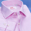 Pink Twill Stripe Business Dress Shirt Mens Formal Fashion Luxury Button Cuff A+ in Single Cuffs