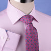 Pink Oxford Floral Inner Lining Formal Dress Shirt Sexy Business Formal Attire in Single Button Cuffs