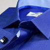 Navy Blue Solid Formal Business Dress Shirt With Fashion Blue Trim Inner-Lining