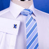 B2B White Herringbone Luxury Formal Business Dress Shirt With Fleur-De-Lis Inner Lining