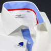 Best Wrinkle Free White Dress Shirt in Double French Cuff With Blue Inner Lining