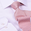 Orange Bronze Basketweave Blue Geometric Skinny Woven Tie 3"