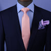 Orange Bronze Basketweave Blue Geometric Skinny Woven Tie 3"