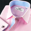 Elegant Pink Twill Double Ply 80's Fine Wevon Formal Shirt Matching Inner Lining