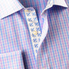 Elegant Purple Blue Check WIth Blue Fleur-De-Lis Dress Shirt French Cuffs Design