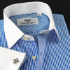 Blue Gingham Check WInchester Dress Shirt White Contrast Collar & Cuff Boss-Look