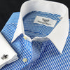 Blue Gingham Check WInchester Dress Shirt White Contrast Collar & Cuff Boss-Look