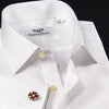 White Twill Formal Dress Shirt Sexy Business Apparel Reverse Fade Striped Style in French Cuffs with Spread Collar