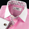 Pink Herringbone WInchester Dress Shirt Formal Contrast Collar and French Cuff Business Fashion Design