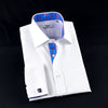 White Shadow Fade Twill Formal Business Dress Shirt with Fleur-De-Lis