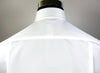 Classic White Poplin Business Formal Dress Shirt WIth Blue Trim