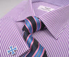 B2B Shirts - Purple Striped Formal Business Dress Shirt Designer Checks Inner Lining - Business to Business