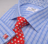 B2B Shirts - Big Dandelion Designer Striped Checks Floral Formal Business Dress Shirt - Business to Business