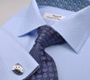 B2B Shirts - Blue Luxury Herringbone Formal Business Dress Shirt with Paisleys - Business to Business