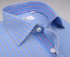 B2B Shirts - Blue Hollow Striped Formal Business Dress Shirt with Pink Designer Inner-Lining - Business to Business