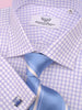 B2B Shirts - Purple Double Plaids & Checks Twill Formal Business Dress Shirt Luxury Violet Designer Fashion - Business to Business