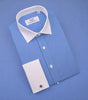 B2B Shirts - Blue Hollow Case Striped Formal Business Dress Shirt White Collar & Cuff Fashion - Business to Business