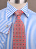 B2B Shirts - Blue Striped Formal Business Dress Shirt with Red Gingham Checkers Inner-Lining - Business to Business