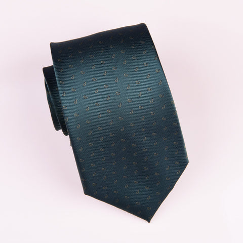 B2B Shirts - Forest Green Skinny Woven Tie with Paisley Floral Luxury Fashion 3" - Business to Business