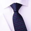 Navy Blue Skinny Woven Tie with Red Green Floral Luxury Fashion 3"
