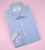 B2B Shirts - Blue Yellow Plaids & Checks Formal Business Dress Shirt Floral Fashion - Business to Business