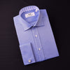 Luxury Blue Herringbone Twill Business Dress Shirt w Fleur-De-Lis