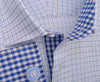 B2B Shirts - Light Blue Cross Check on Twill Formal Business Dress Shirt with Gingham Check Inner-Lining - Business to Business