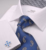 B2B Shirts - White Herringbone Fade Checkered Formal Business Dress Shirt with Black Paisleys - Business to Business