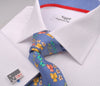 B2B Shirts - White Herringbone Fade Striped Formal Business Dress Shirt with Blue Mini Gingham Checks - Business to Business