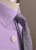 B2B Shirts - Purple Striped Formal Business Dress Shirt Designer Checks Inner Lining - Business to Business