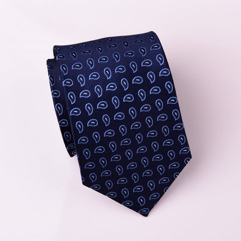 Blue Fire Flame Paisley Firaga Luxury Designer Woven Tie 8cm