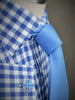B2B Shirts - Big Blue Gingham Check Formal Business Dress Shirt Designer Checkered Inner Lining - Business to Business