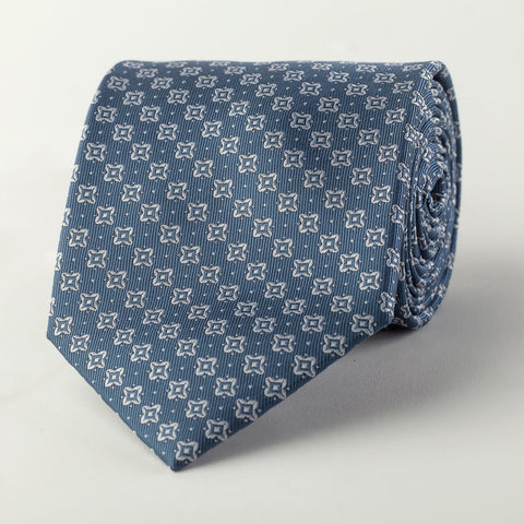 Grey Teal Starry Night Midnight Patterned Italian Style Wide Tie