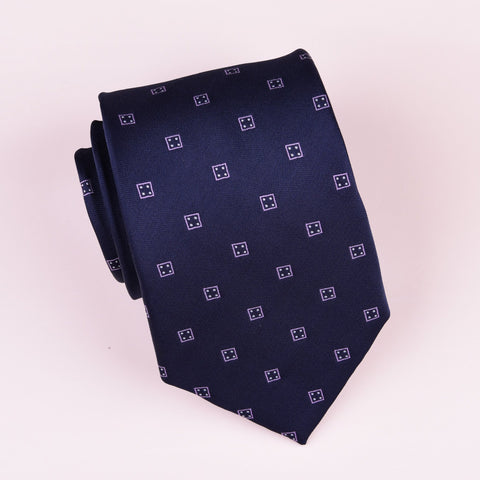 Lucky Hard 8 Four Dice Navy Blue Designer Regular Woven Tie 8cm