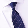 Pink Ego Paisley Droplets Designer Navy Blue Woven Tie 8cm