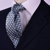 B2B Shirts - Blue & Grey Super Jacquard Check Luxury Weave Designer Tie 3" - Business to Business