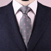 Pink Fleur-De-Lis Grey Italian Designer Luxury Regular Tie 8cm