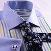 Green Striped Unique Contrast Formal Business Dress Shirt Wrinkle Free French in Double Cuffs