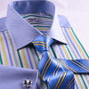 Green Striped Unique Contrast Formal Business Dress Shirt Wrinkle Free French in Double Cuffs