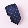 Yellow Fleur-De-Lis Crest Navy Blue Designer Regular Tie 8cm