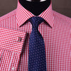 Pink Gingham Check Formal Business Dress Shirt Blue Starburst Fashion