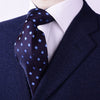 Blue Geometric Diamond Encasing Red Mini Polka Dots Modern Woven Tie 3"