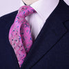 B2B Shirts - Pink Lavish Roses Floral Designer Luxury Baroque Fashion Woven Ties 3" - Business to Business