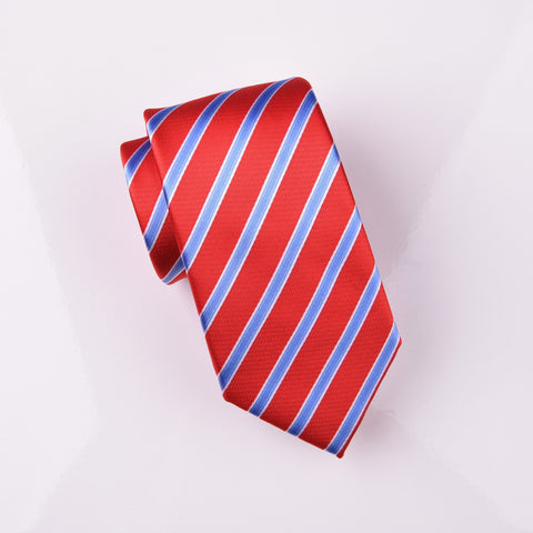 B2B Shirts - Blue Striped Red Designer Dress Fashion Formal Luxury Modern Tie 3" - Business to Business