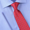 Navy Square Floral Pattern Red Woven Tie 3"