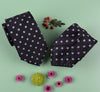 Winter Frosted Clover Black Floral Modern Woven Tie 3"