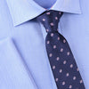Navy Blue Herringbone Twill Stripe Modern Tie Electric Emblem Floral 3"